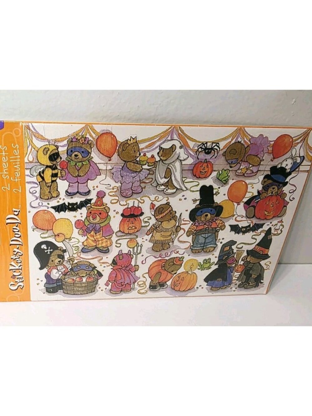 Vtg Halloween Teddy Bears Costume Party Clowns Pumpkins Bats Witches Stickers